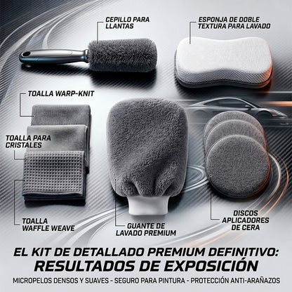 Kit de Detallado Automotriz de 9 Piezas de Microfibra