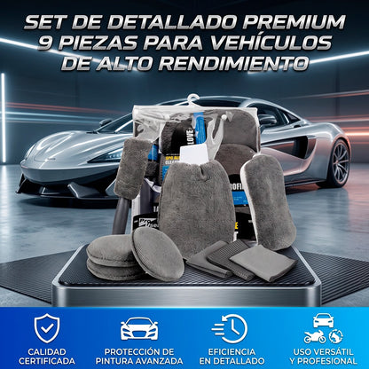 Kit de Detallado Automotriz de 9 Piezas de Microfibra