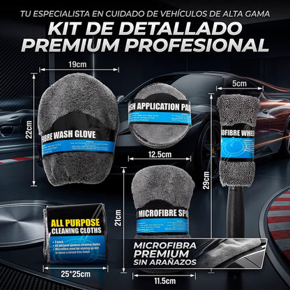 Kit de Detallado Automotriz de 9 Piezas de Microfibra