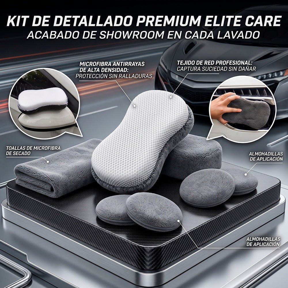 Kit de Detallado Automotriz de 9 Piezas de Microfibra